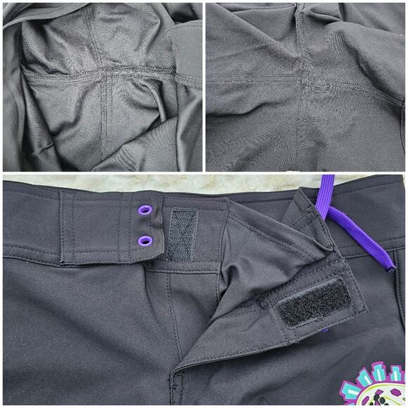 Black Board Shorts Athleta Zanzibar Size 4 Purple Paisley Graphic Print Stretch - Picture 5 of 7